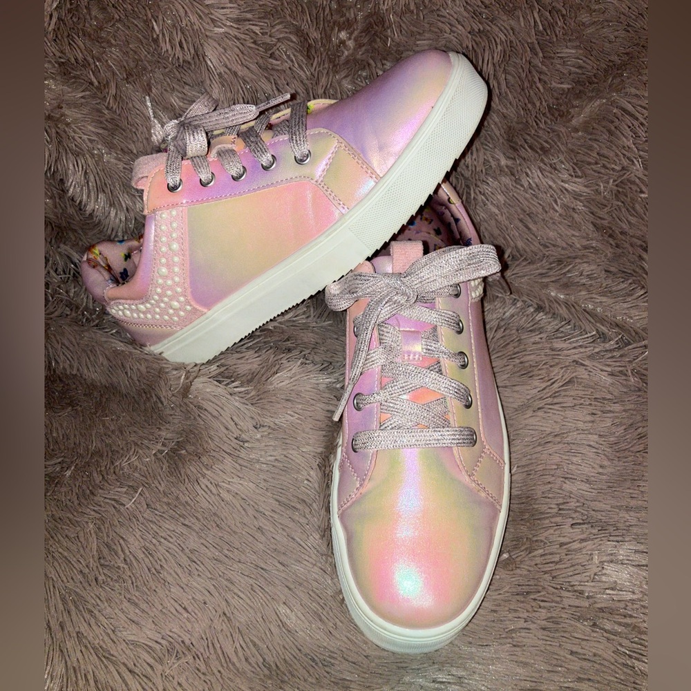 Madden NYC pink holographic sneakers